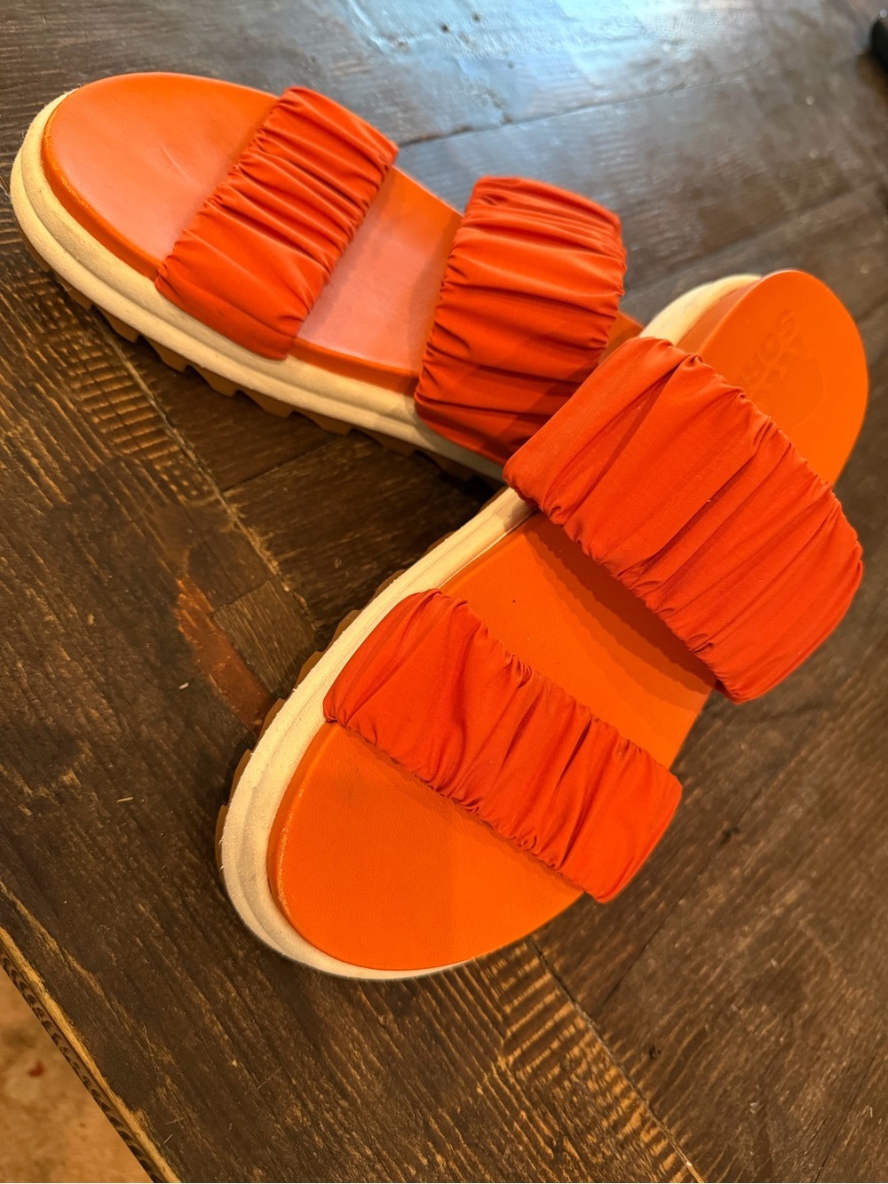 Sorel Roaming Orange White Slip-On Open Toe Slide Sandals Shoes Women's 8.5